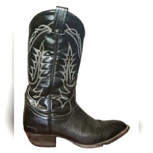 Tony Lama Men's Cowboy Boots Vintage Genuine Black leather 03509016 Sz 8D